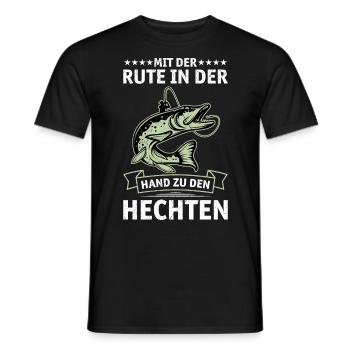Hecht Angeln MIT DER RUTE IN DER HAND ZU DEN - Männer T-Shirt - Schwarz - Vorne - AI Model Male 178 light (178cm)