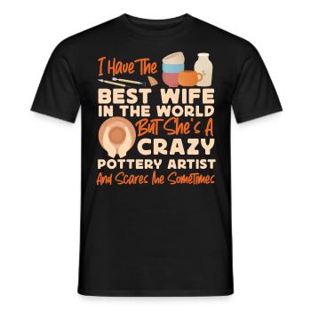 Pottery Ceramics Artist Wife - Men's T-Shirt - black - Front - AI Model Male 178 light (178cm)