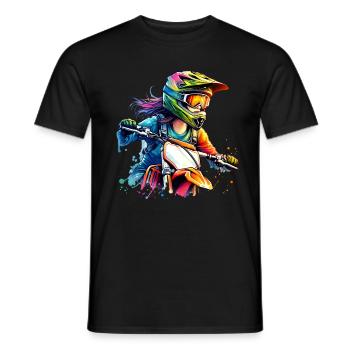 Motocross Femmes Filles Fille - T-shirt homme - noir - Devant - AI Model Male 178 light (178cm)