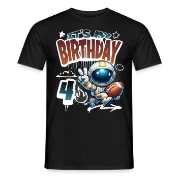 Astronaute 4e anniversaire Football - T-shirt homme - noir - Devant - AI Model Male 178 light (178cm)