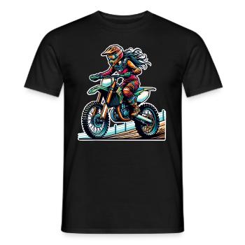 Motocross Femmes Filles Fille - T-shirt homme - noir - Devant - AI Model Male 178 light (178cm)