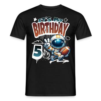 Astronaute 5e anniversaire football - T-shirt homme - noir - Devant - AI Model Male 178 light (178cm)