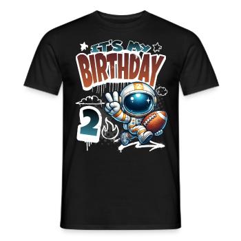 Astronaute 2e anniversaire Football - T-shirt homme - noir - Devant - AI Model Male 178 light (178cm)