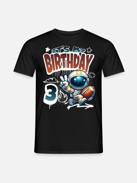 Astronaut 3rd Birthday Football - Men's T-Shirt - black