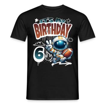 Astronaute 6e anniversaire Football - T-shirt homme - noir - Devant - AI Model Male 178 light (178cm)