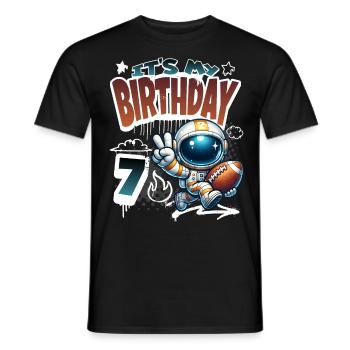 Astronaute 7e anniversaire football - T-shirt homme - noir - Devant - AI Model Male 178 light (178cm)
