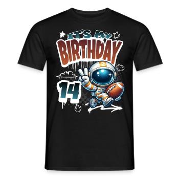 Astronaute 14e anniversaire Football - T-shirt homme - noir - Devant - AI Model Male 178 light (178cm)