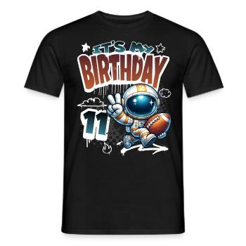 Astronaut 11th Birthday Football - Men's T-Shirt - black - Front - AI Model Male 178 light (178cm)