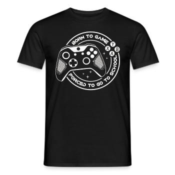 Geboren zum Zocken, gezwungen zur Schule - Männer T-Shirt - Schwarz - Vorne - AI Model Male 178 light (178cm)