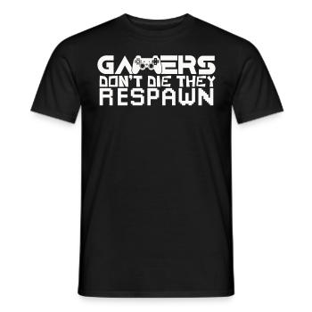 Gamers don't die, they respawn, gaming, gaming - Men's T-Shirt - black - Front - AI Model Male 178 light (178cm)