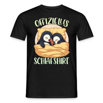 Official Sleep Shirt Sleeping Puffins - Men's T-Shirt - black - Front - AI Model Male 178 light (178cm)