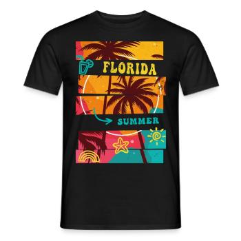 Florida USA Miami America Summer Palm Trees Beach - Men's T-Shirt - black - Front - AI Model Male 178 light (178cm)