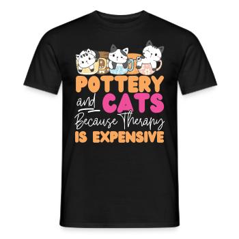 Pottery Ceramics Artist Cat - Men's T-Shirt - black - Front - AI Model Male 178 light (178cm)