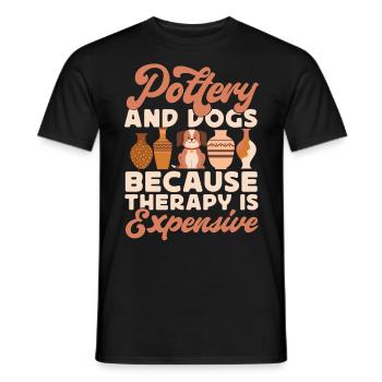 Pottery Ceramics Artist Dog - Men's T-Shirt - black - Front - AI Model Male 178 light (178cm)
