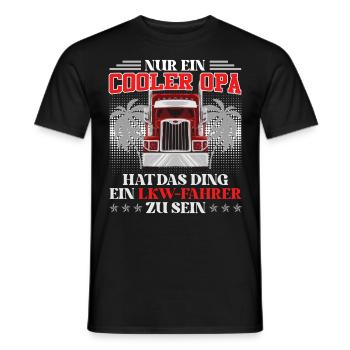 Opi NUR EIN COOLER OPA HAT DAS DING ZUM LKW FAHRER - Männer T-Shirt - Schwarz - Vorne - AI Model Male 178 light (178cm)