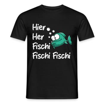 Angeln HIER HER FISCHI FISCHI FISCHI Lustiges - Männer T-Shirt - Schwarz - Vorne - AI Model Male 178 light (178cm)