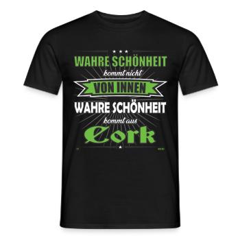 La vraie beauté vient de Cork Design - T-shirt homme - noir - Devant - AI Model Male 178 light (178cm)
