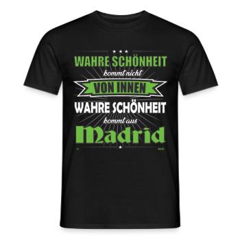 La vraie beauté vient du design madrilène - T-shirt homme - noir - Devant - AI Model Male 178 light (178cm)