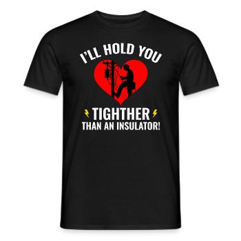 Lineman Valentine Insulator Love Humor Design - Men's T-Shirt - black - Front - AI Model Male 178 light (178cm)