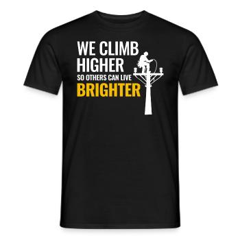 Lineman Climb Higher Bright Future Power Grid - Men's T-Shirt - black - Front - AI Model Male 178 light (178cm)