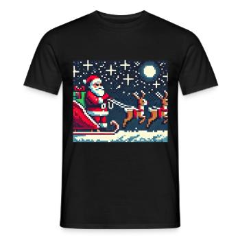 Pixeliger Weihnachtsmann mit Schlitten – 8-bit - Männer T-Shirt - Schwarz - Vorne - AI Model Male 178 light (178cm)