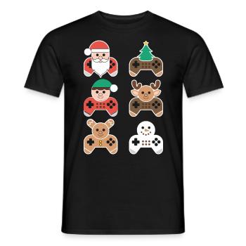 Gamer Weihanchten Gaming Weihnachten Zocken Zocker - Männer T-Shirt - Schwarz - Vorne - AI Model Male 178 light (178cm)