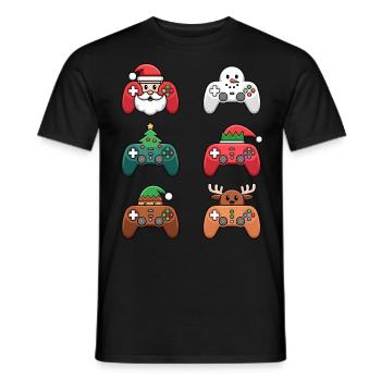 Gamer Weihanchten Gaming Weihnachten Zocken Zocker - Männer T-Shirt - Schwarz - Vorne - AI Model Male 178 light (178cm)