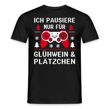 Gamer Weihanchten Gaming Weihnachten Zocken Zocker - Männer T-Shirt - Schwarz - Vorne - AI Model Male 178 light (178cm)
