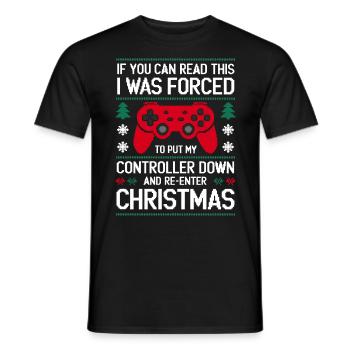 Gamer Weihanchten Gaming Weihnachten Zocken Zocker - Männer T-Shirt - Schwarz - Vorne - AI Model Male 178 light (178cm)