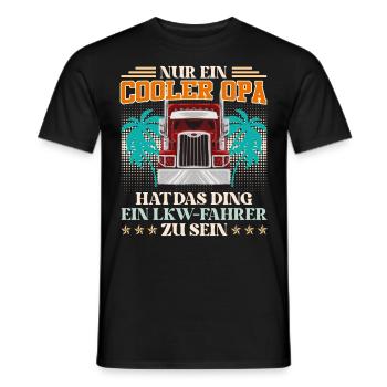 Opi NUR EIN COOLER OPA HAT DAS DING ZUM LKW FAHRER - Männer T-Shirt - Schwarz - Vorne - AI Model Male 178 light (178cm)
