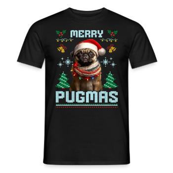 Ugly Christmas Pug Merry Pugmas Partenaire - T-shirt homme - noir - Devant - AI Model Male 178 light (178cm)