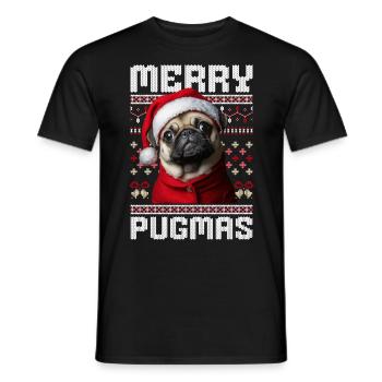 hundLustiges Mops Ugly Christmas Merry Pugmas - Männer T-Shirt - Schwarz - Vorne - AI Model Male 178 light (178cm)