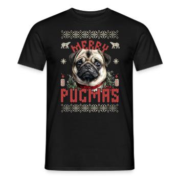 Ugly Christmas Sweater Mops Merry Pugmas - Männer T-Shirt - Schwarz - Vorne - AI Model Male 178 light (178cm)