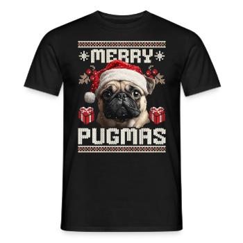 Merry Pugmas Pug in Ugly Christmas Style - Men's T-Shirt - black - Front - AI Model Male 178 light (178cm)
