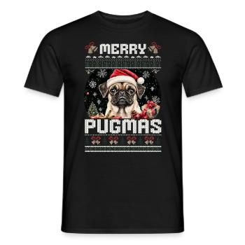 Mops Ugly Christmas Merry Pugmas Partnerlook - Männer T-Shirt - Schwarz - Vorne - AI Model Male 178 light (178cm)