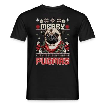 Ugly Christmas Mops Design – Merry Pugmas - Männer T-Shirt - Schwarz - Vorne - AI Model Male 178 light (178cm)