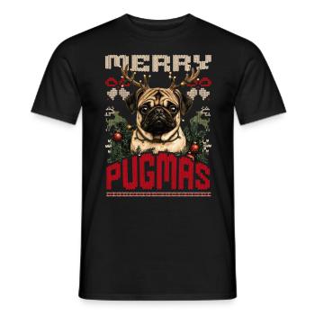 Mops Ugly Christmas Sweater Merry Pugmas Style - Männer T-Shirt - Schwarz - Vorne - AI Model Male 178 light (178cm)