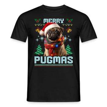 Merry Pugmas Pug Ugly Christmas Party Look - Men's T-Shirt - black - Front - AI Model Male 178 light (178cm)