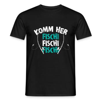 Angler KOMM HER FISCHI FISCHI FISCHI Lustiges - Männer T-Shirt - Schwarz - Vorne - AI Model Male 178 light (178cm)