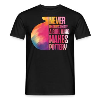 Pottery Ceramics Artist Watercolor - Men's T-Shirt - black - Front - AI Model Male 178 light (178cm)