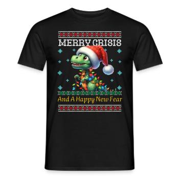 Dino Ugly Christmas Merry Crisis Weihnachten - Männer T-Shirt - Schwarz - Vorne - AI Model Male 178 light (178cm)