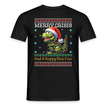 Weihnachten Merry Crisis Dino Ugly Christmas - Männer T-Shirt - Schwarz - Vorne - AI Model Male 178 light (178cm)