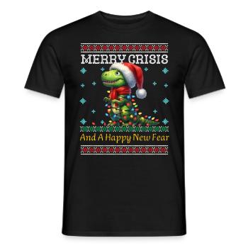 Dino Ugly Christmas Merry Crisis Weihnachten - Männer T-Shirt - Schwarz - Vorne - AI Model Male 178 light (178cm)