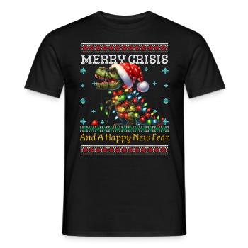 T-Rex Merry Crisis Weihnachten Ugly Christmas - Männer T-Shirt - Schwarz - Vorne - AI Model Male 178 light (178cm)