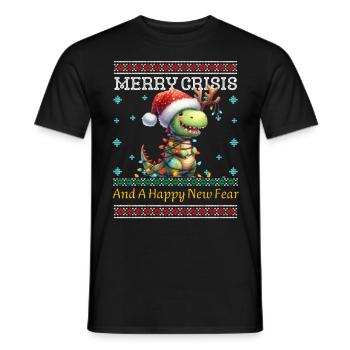 Weihnachten Merry Crisis Dino Ugly Christmas - Männer T-Shirt - Schwarz - Vorne - AI Model Male 178 light (178cm)