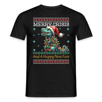 dinosaNoël T-Rex Joyeux Crise Moche Noël - T-shirt homme - noir - Devant - AI Model Male 178 light (178cm)