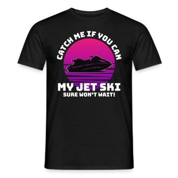 Jet Ski Adventure Retro Sunset Watersports Speed - Men's T-Shirt - black - Front - AI Model Male 178 light (178cm)