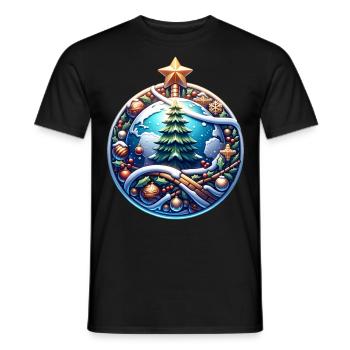 Arbre de Noël du monde Poinsettia Noël - T-shirt homme - noir - Devant - AI Model Male 178 light (178cm)