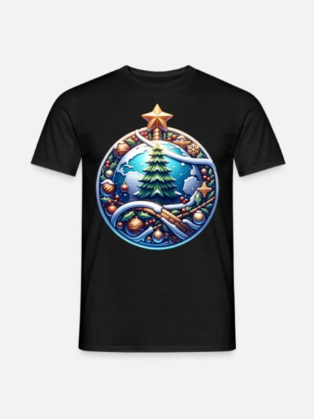Welt Weihnachtsbaum Weihnachtsstern Weihnachten - Männer T-Shirt - Schwarz