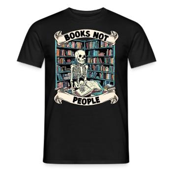 Bücherfreund Skelett Leseliebe - Books not people - Männer T-Shirt - Schwarz - Vorne - AI Model Male 178 light (178cm)